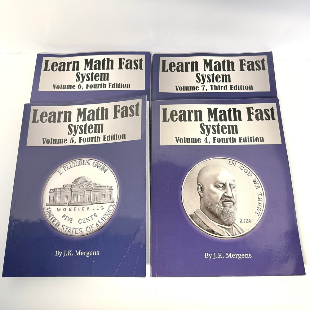 Learn Math Fast System Volumes 4 5 6 7 JK Mergens Homeschool Math Workbooks Set